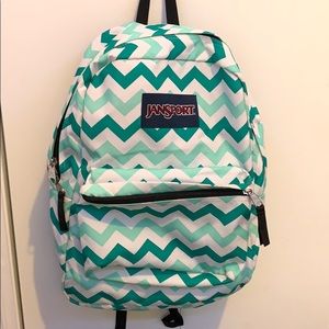 Blue and White Striped Jansport Backpack